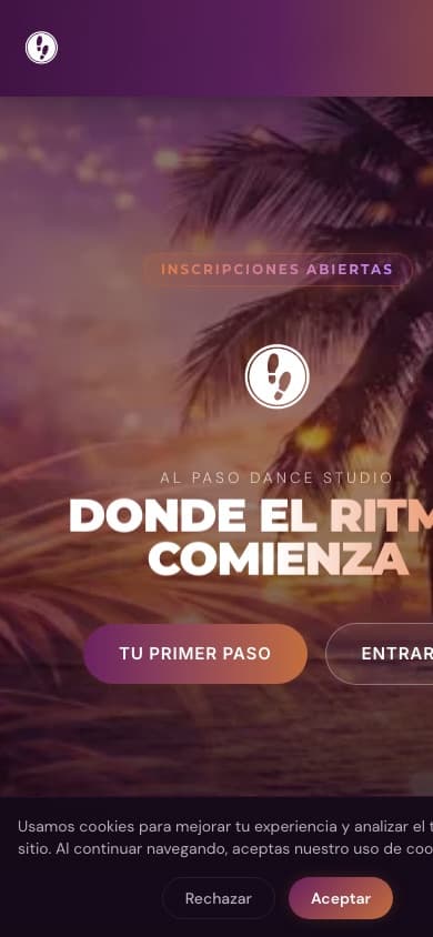 Sitio de Al Paso Dance Studio en celular