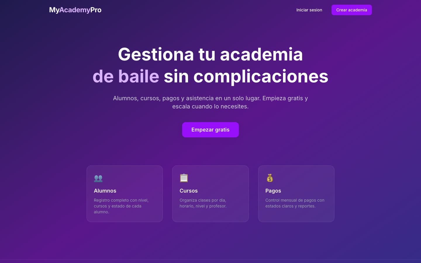 MyAcademyPro en escritorio